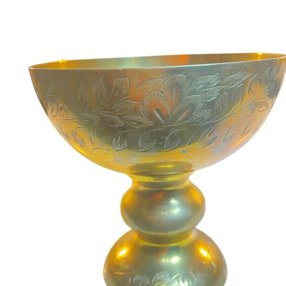 Vintage Brass Pedestal Bowl  Footed Dish Compote India 300A Unpolished As Found - Picture 3 of 6